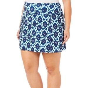 Brisas Size 1X Skort Blue White Athleisure Stretch Pull-On